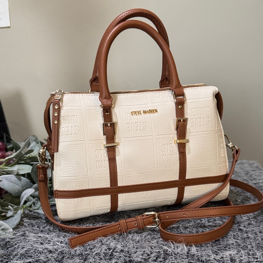 Steve Madden Elegant Cream and Tan Satchel